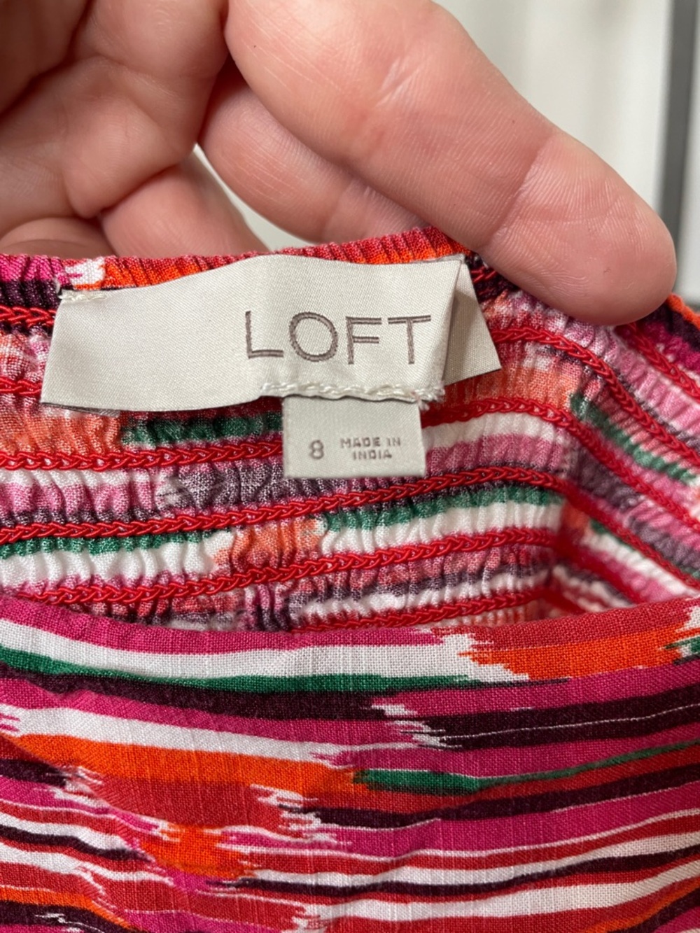 LOFT Ikat Smocked Back Knee length Western Sundress - Picture 3 of 7